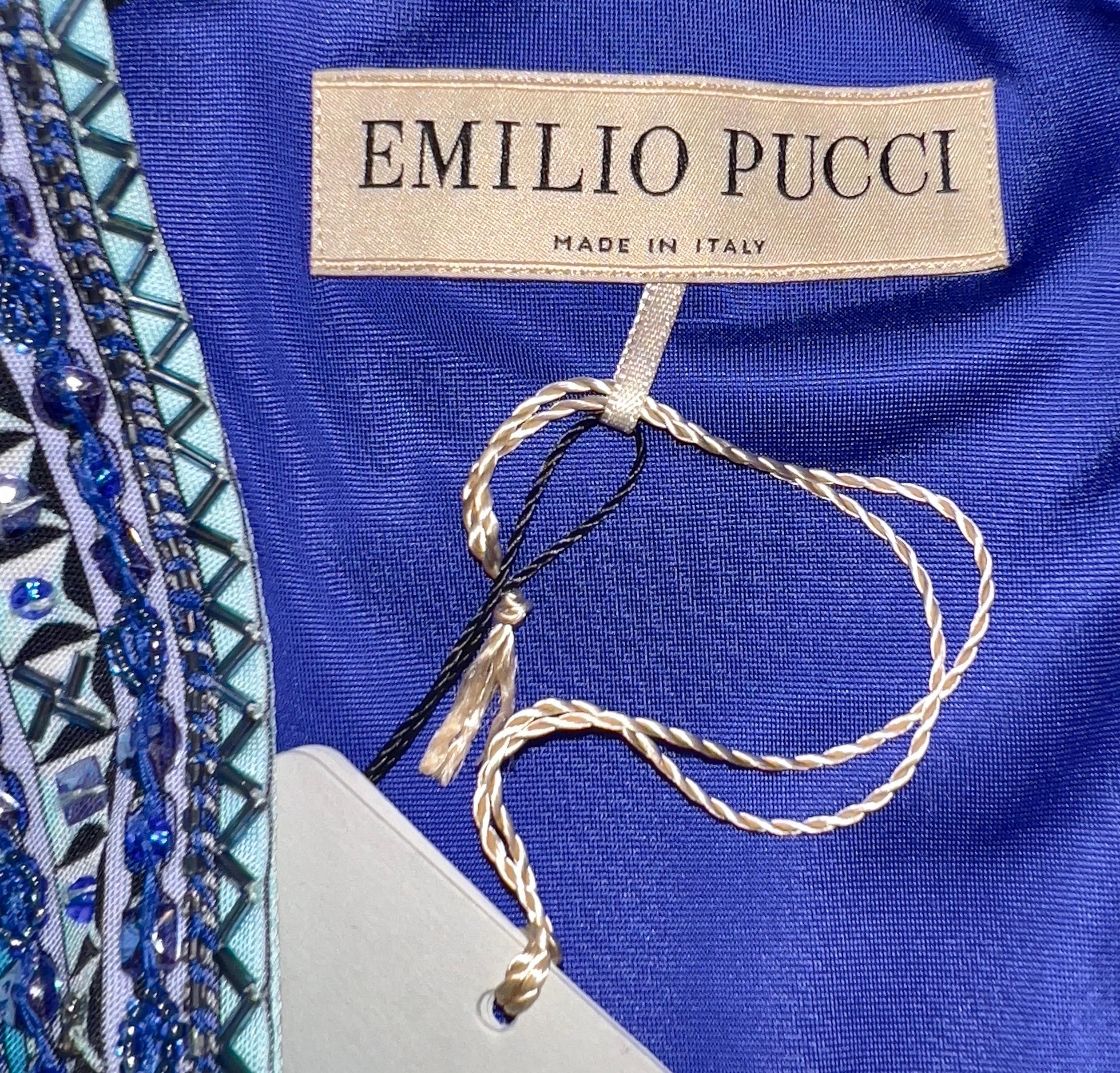 UNWORN Emilio Pucci Embroidered Signature Print Embellished Maxi Dress Gown 42 1