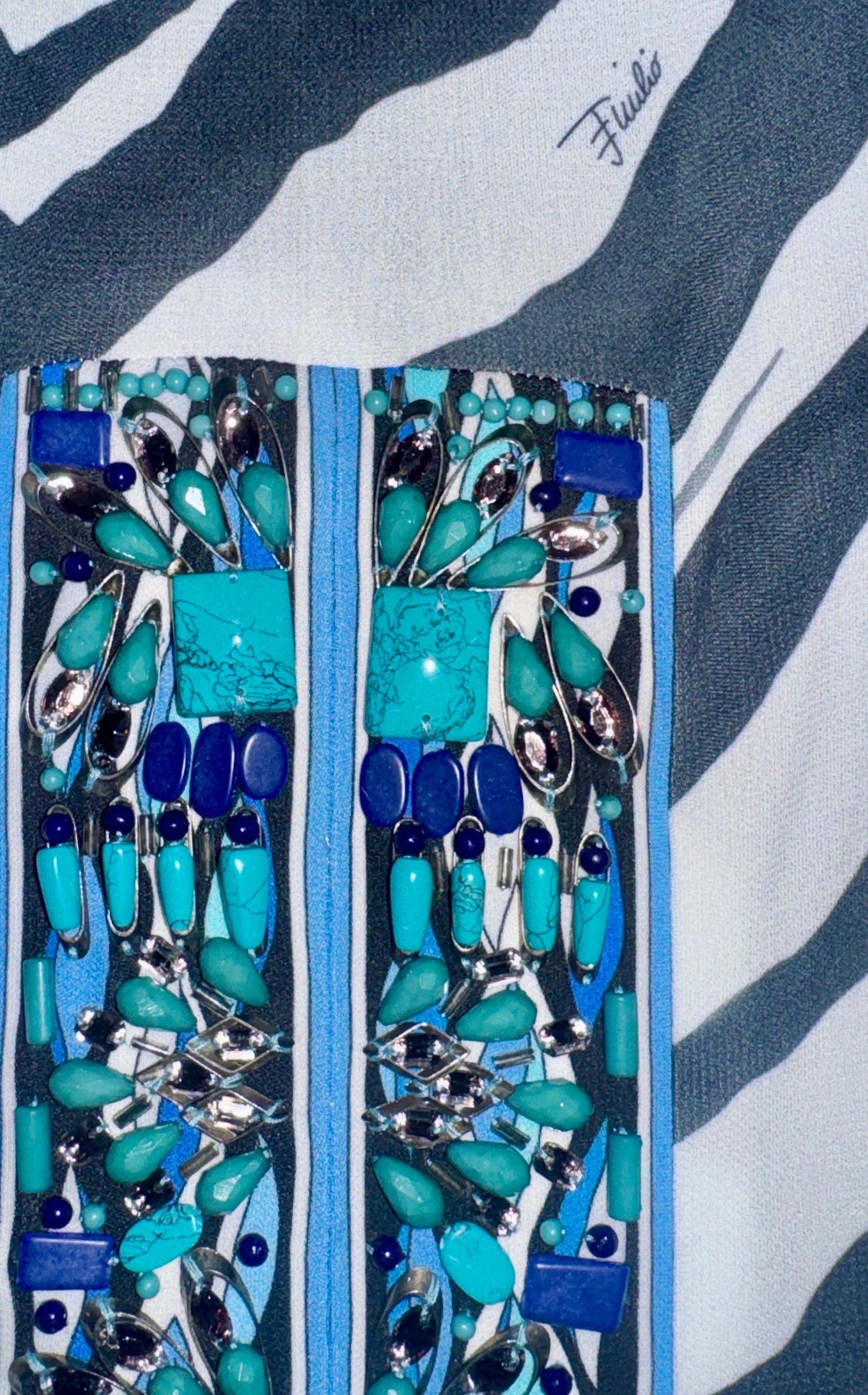 UNWORN Emilio Pucci Besticktes, mit Signaturdruck verziertes Maxikleid 42 im Angebot 4