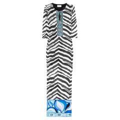 UNWORN Emilio Pucci Besticktes, mit Signaturdruck verziertes Maxikleid 42