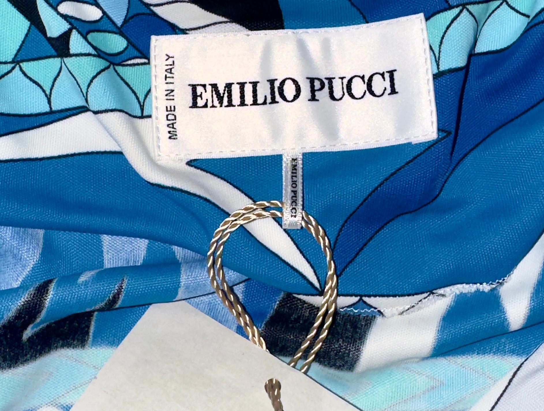 UNWORN Emilio Pucci Embroidered Signature Print Embellished Tunic Midi Dress 38 8