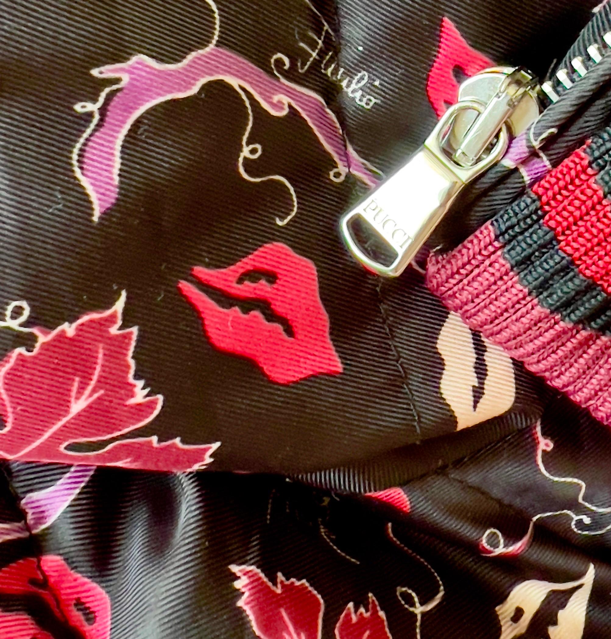 Women's UNWORN Emilio Pucci Lips Signature Print Bomber Outdoor Winter Jacket 42 For Sale