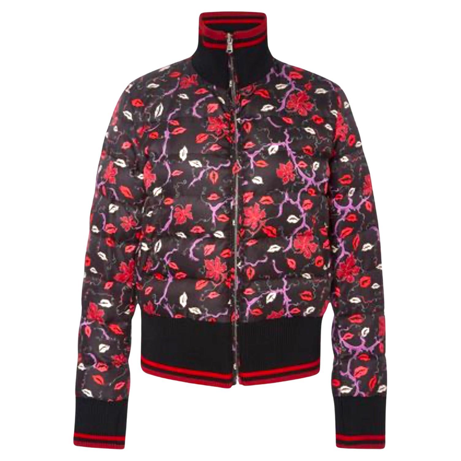 UNWORN Emilio Pucci Lips Signature Print Bomber Outdoor Winter Jacket 42 For Sale