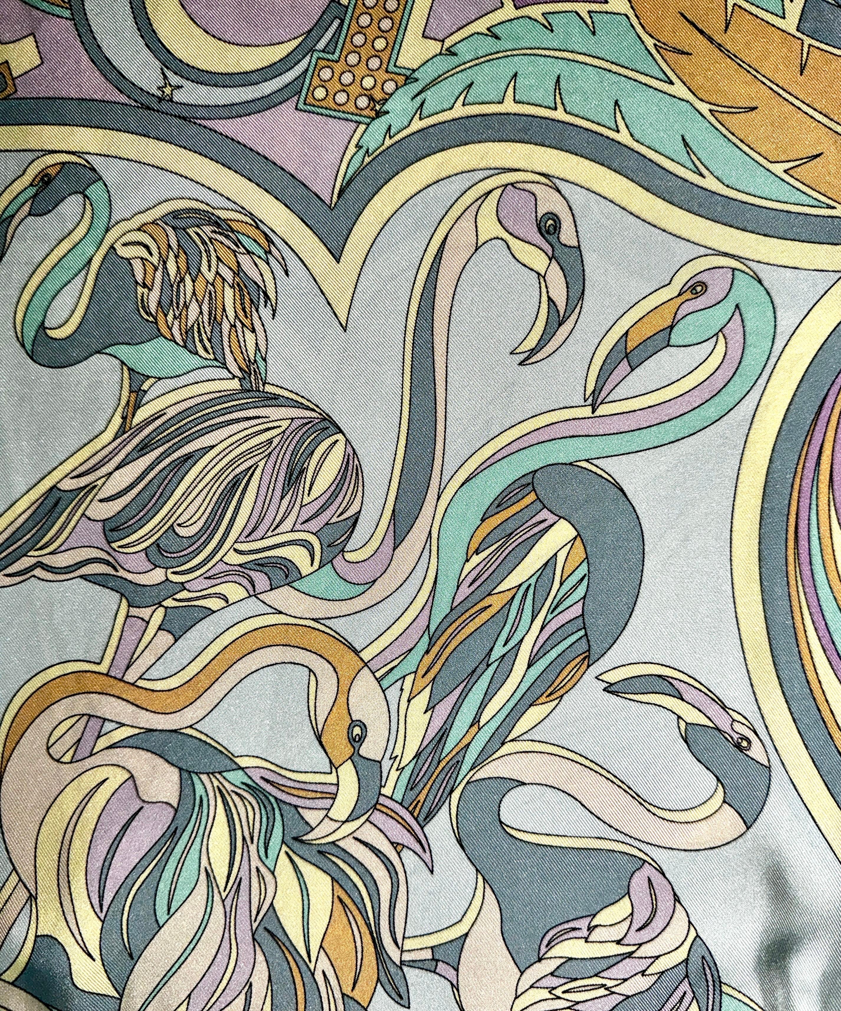 UNWORN Emilio Pucci Multicolor Signature Print Silk Twill Kaftan Tunic Dress 40 For Sale 8