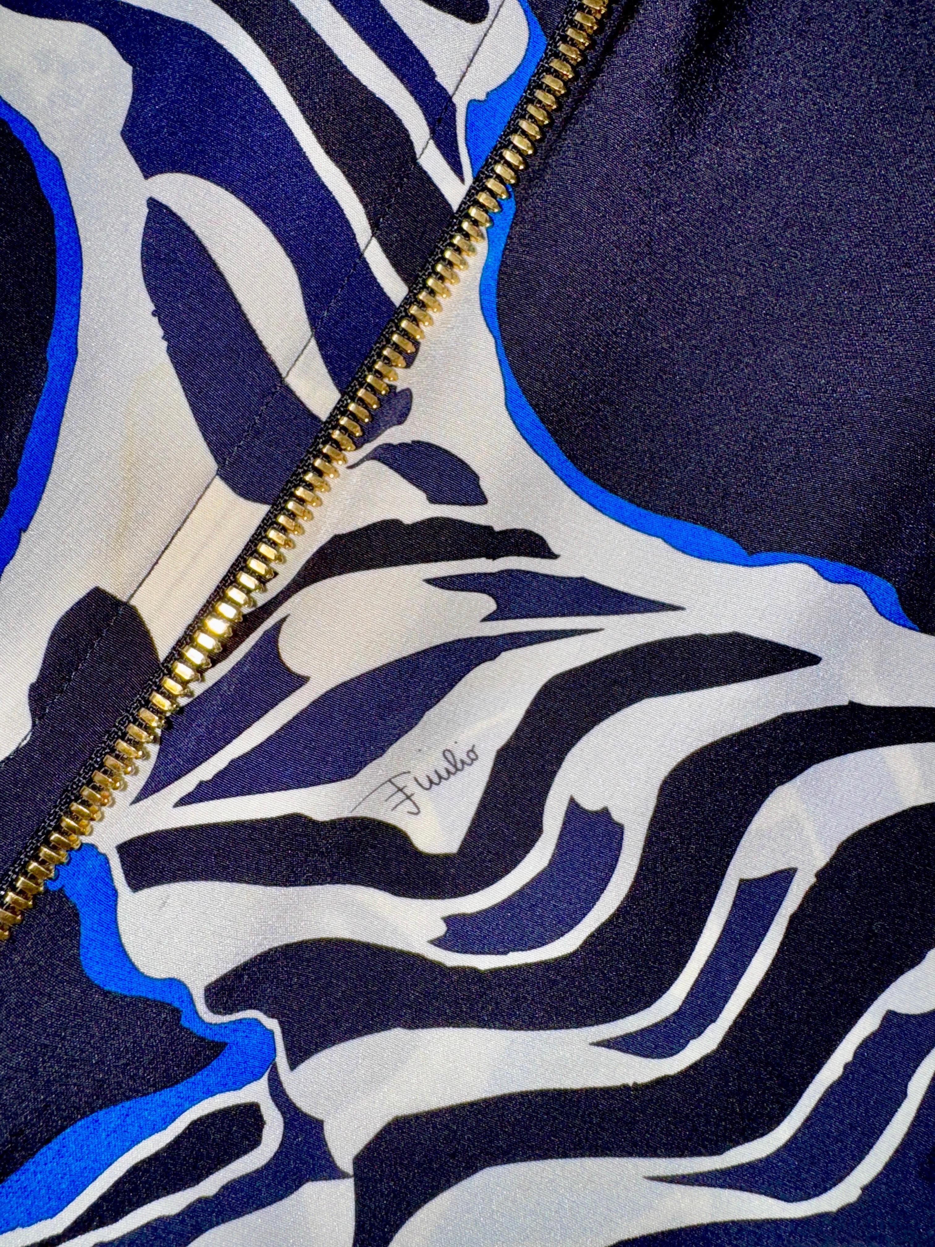 Black UNWORN Emilio Pucci Silk Signature Print Dress with Zip Details 40 For Sale