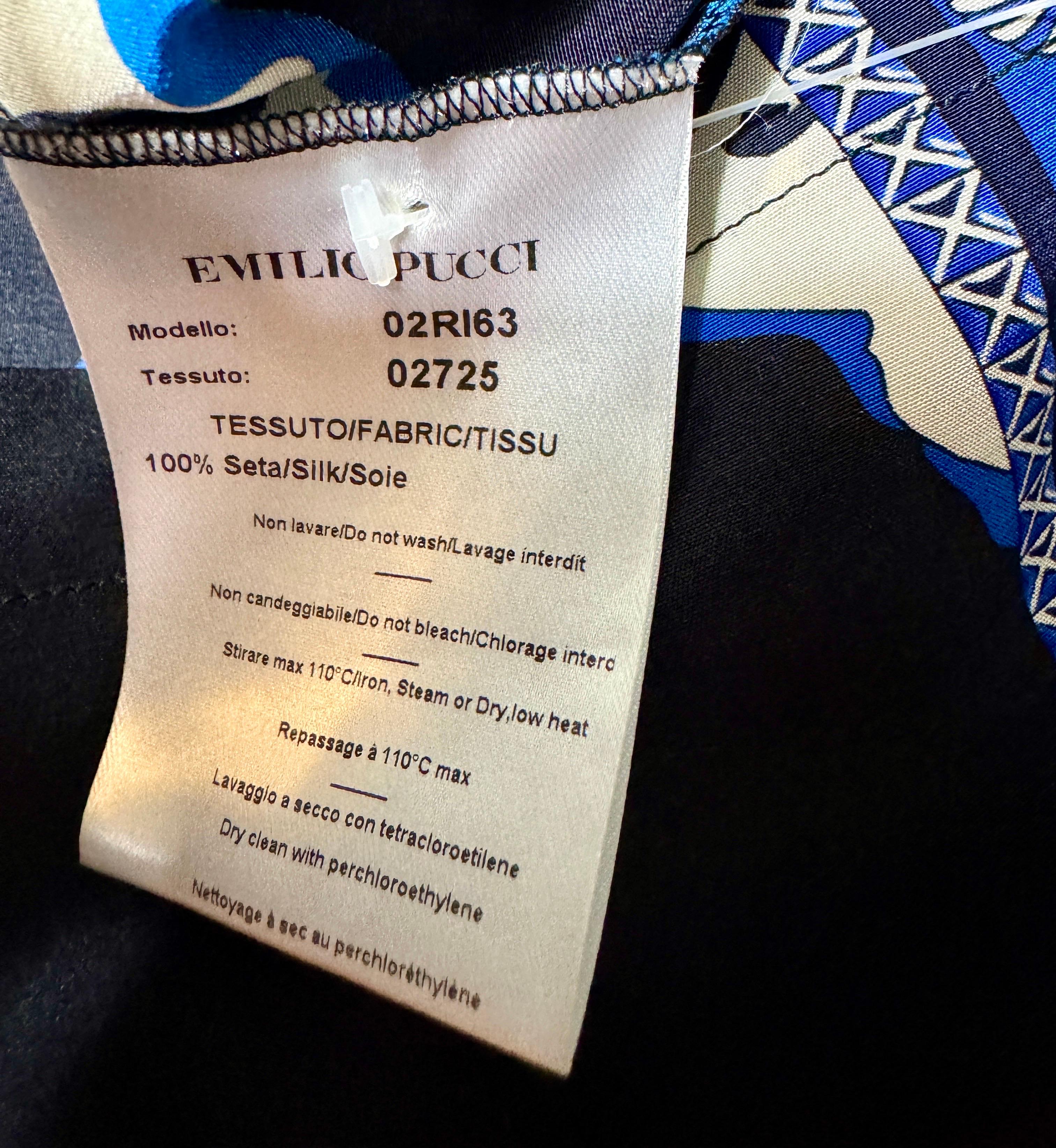UNWORN Emilio Pucci Silk Signature Print Dress with Zip Details 40 For Sale 2