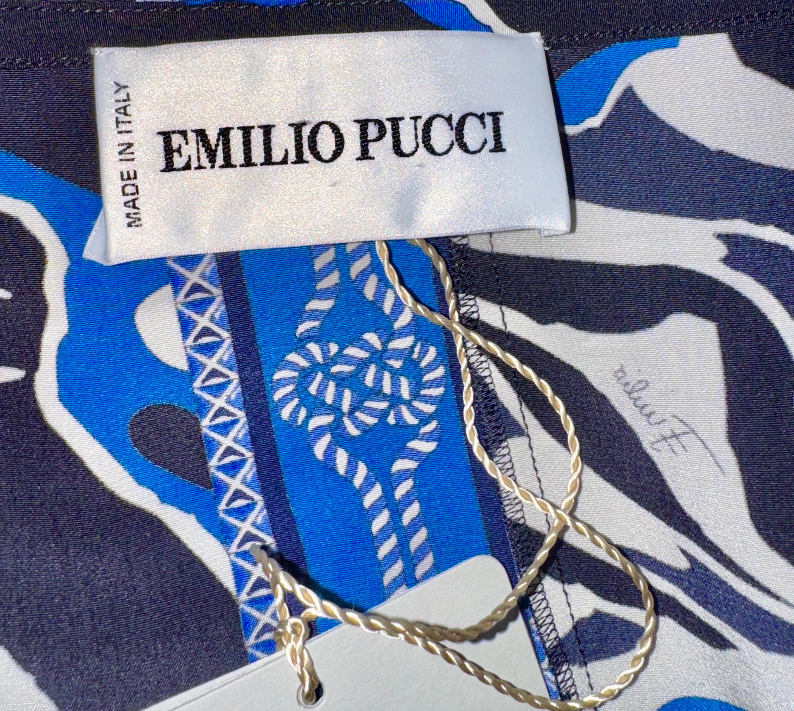 UNWORN Emilio Pucci Silk Signature Print Dress with Zip Details 40 For Sale 4