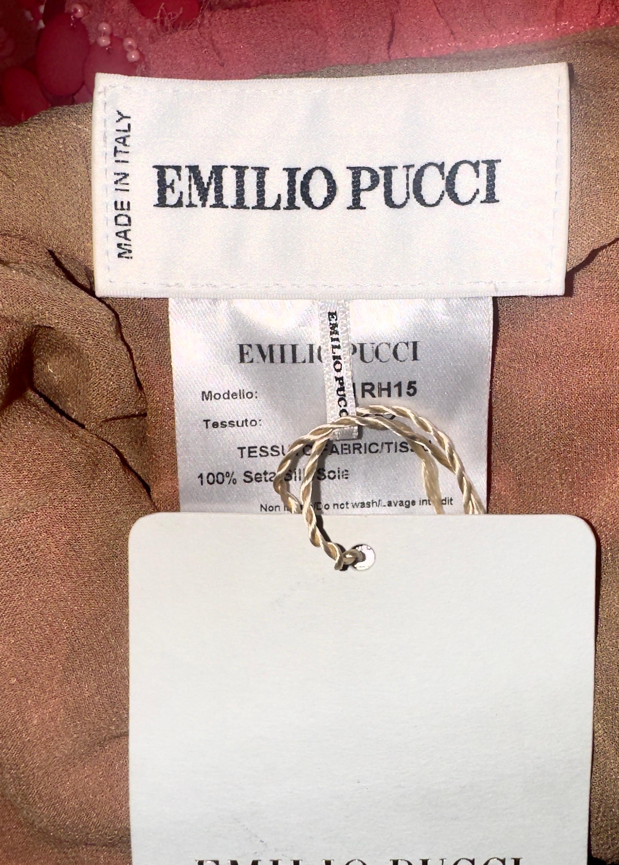 UNWORN Emilio Pucci „Palm Royale“ Embroidered Cocktail Evening Dress 42 In Good Condition For Sale In Switzerland, CH