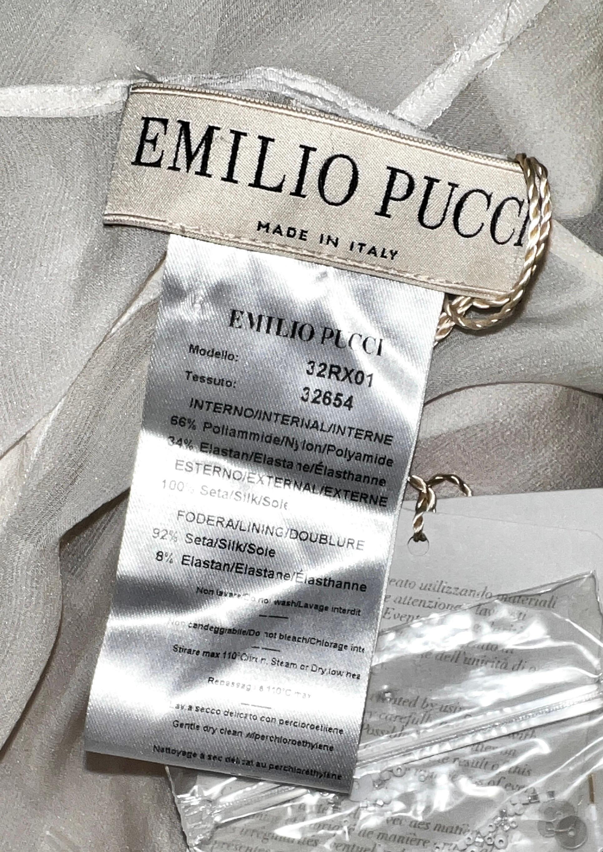 UNWORN Emilio Pucci Peter Dundas Dragon Embroidery Overlay Silk Dress Bridal 40 For Sale 7