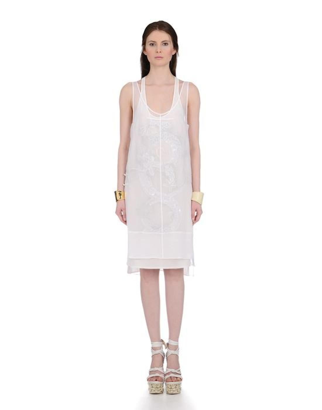 UNWORN Emilio Pucci Peter Dundas Dragon Embroidery Layered Silk Dress Bridal 40 For Sale 8