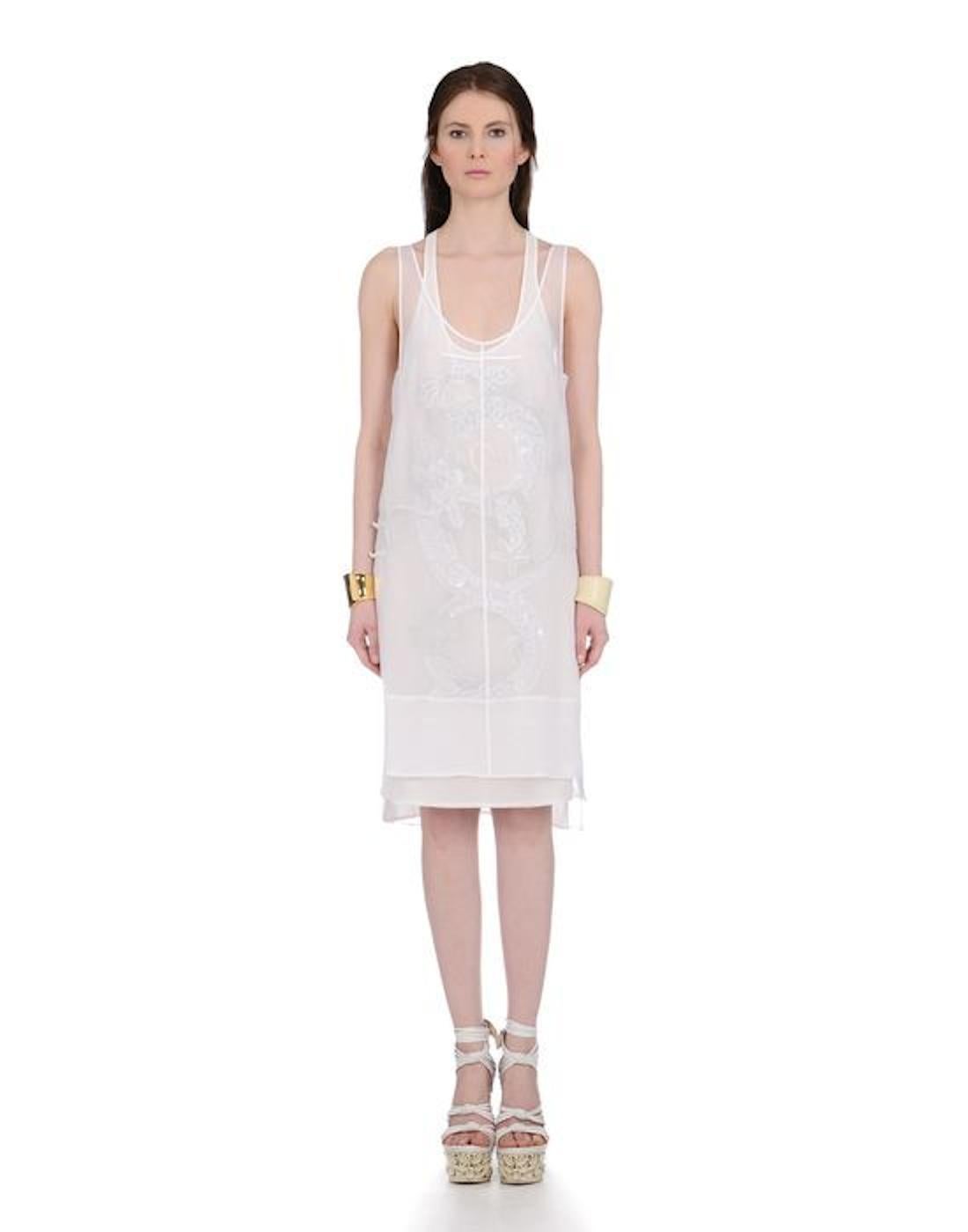 UNWORN Emilio Pucci Peter Dundas Dragon Embroidery Overlay Silk Dress Bridal 40 For Sale 9