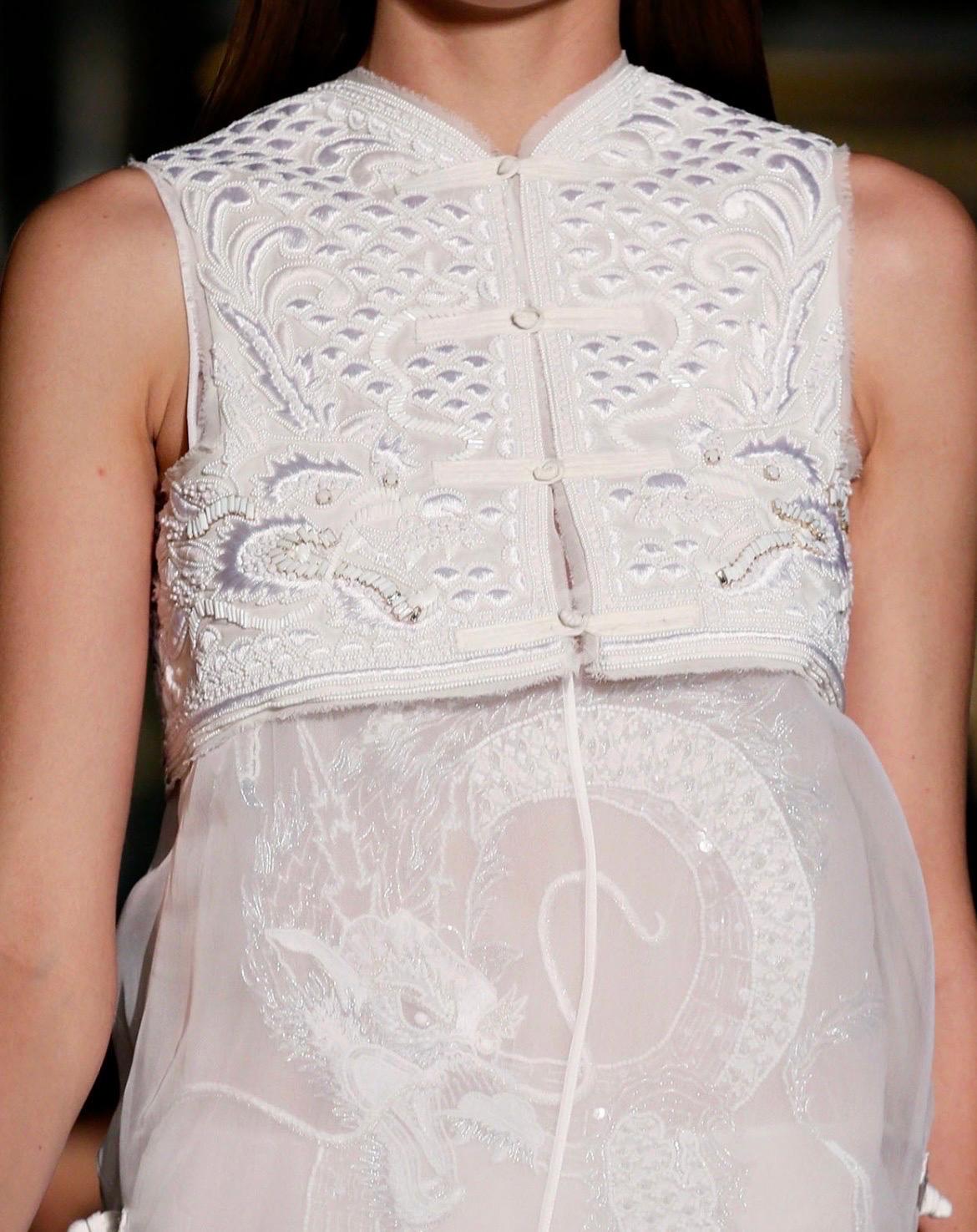UNWORN Emilio Pucci Peter Dundas Dragon Embroidery Overlay Silk Dress Bridal 40 For Sale 12