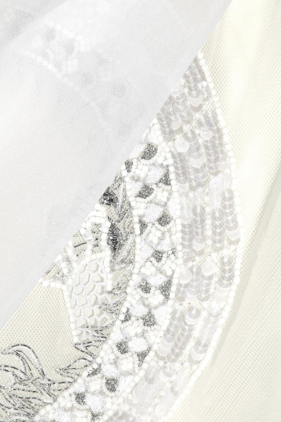 UNWORN Emilio Pucci Peter Dundas Dragon Embroidery Overlay Silk Dress Bridal 40 For Sale 2