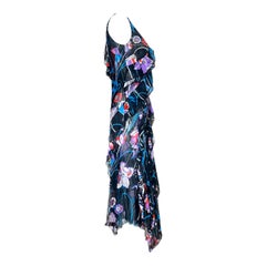UNWORN Emilio Pucci Signature Print Chiffon Silk Floral Print Silk Dress Gown 42