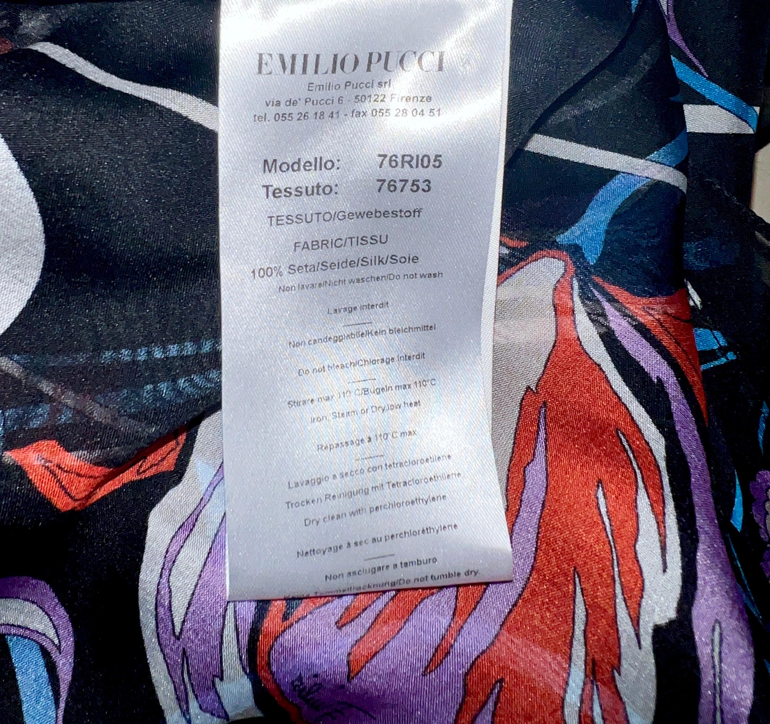 UNWORN Emilio Pucci Signature Print Chiffon Silk Floral Print Silk Dress Gown 42 For Sale 2