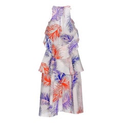 UNWORN Emilio Pucci Signature Print Crepe de Chine Feathers Print Silk Dress 38