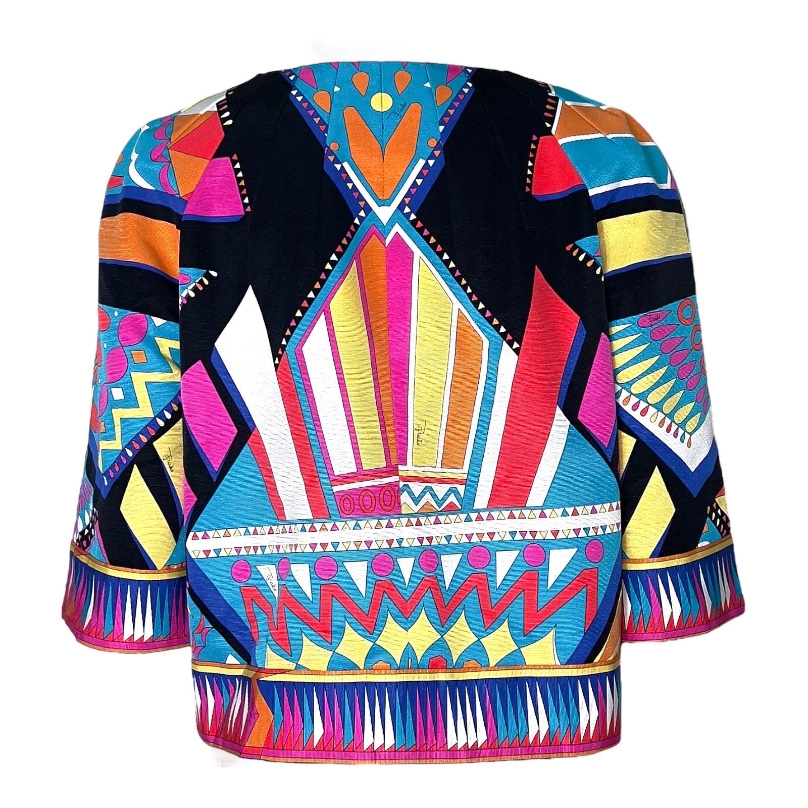 Rare cropped jacket by Emilio Pucci
Collectable piece - you hardly will find someone wearing the same jacket
As seen on Lily Collins in 