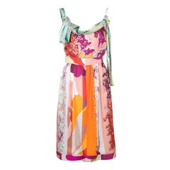 UNWORN Emilio Pucci Signature Print Draped Silk Dress 42