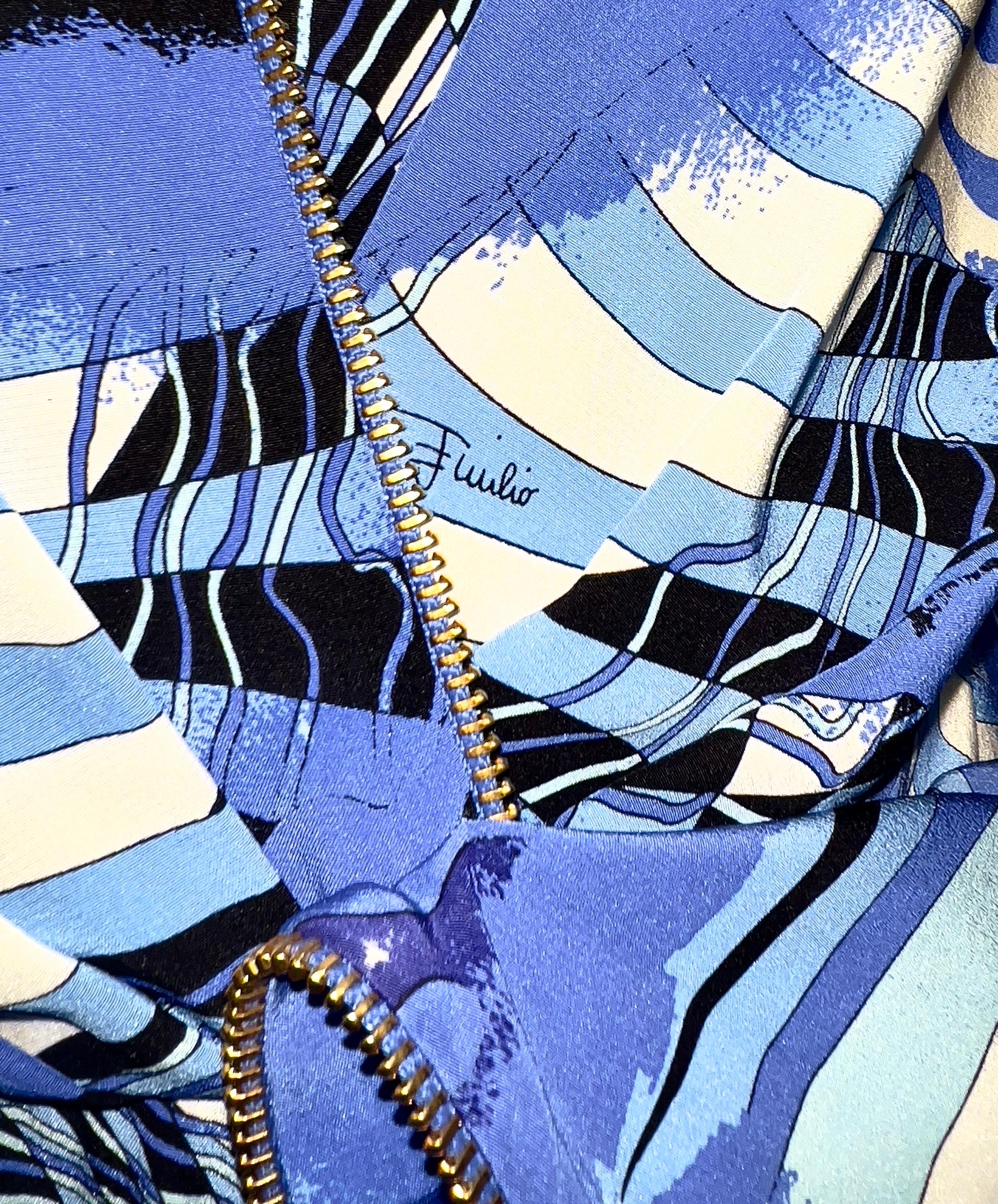 UNWORN Emilio Pucci Signature Print Faux Wrap Dress with Zip Details 44 2