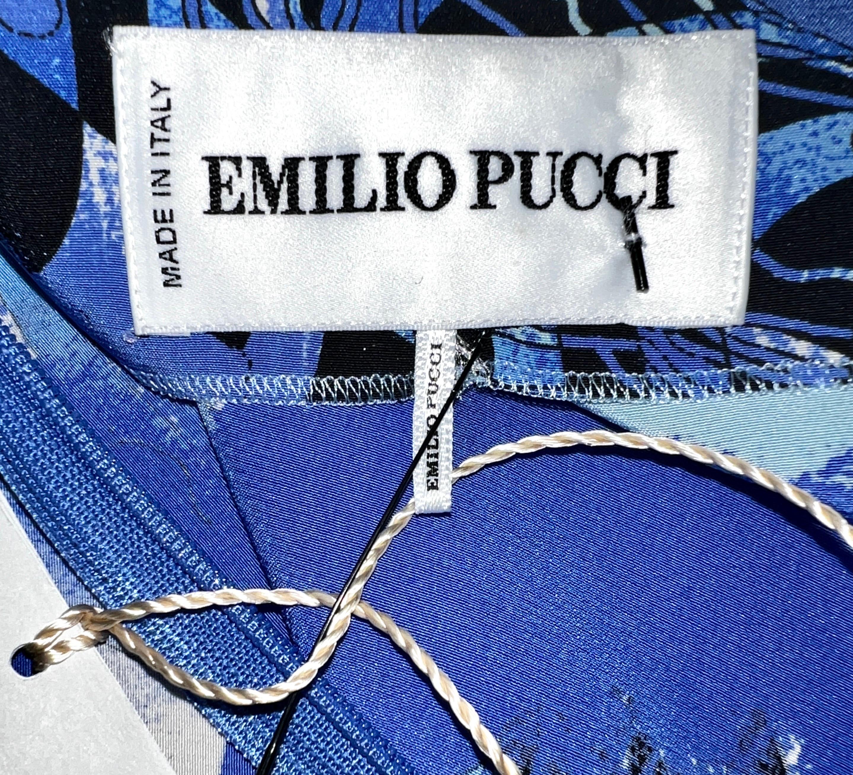 UNWORN Emilio Pucci Signature Print Faux Wrap Dress with Zip Details 44 5