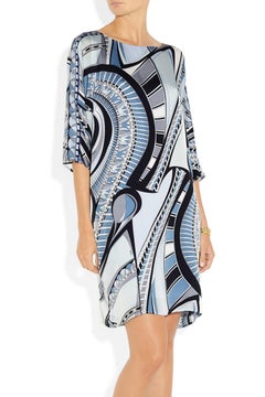 UNWORN Emilio Pucci Signature Print Silk Kaftan Tunic Dress 42