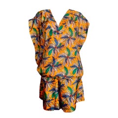 UNWORN Emilio Pucci 2PCS Signature Print Silk Pants Tunic Dress Suit Ensemble M