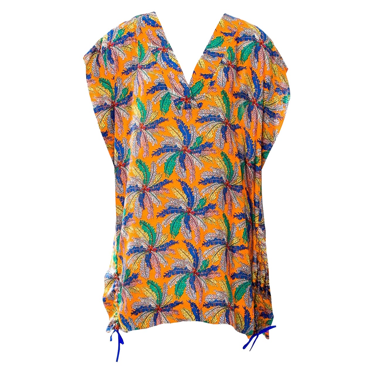 Emilio Pucci 2PCS Orange Signature Print Silk Pants Suit Set Ensemble M, non indossato. In condizioni buone in vendita a Switzerland, CH
