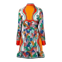 UNWORN Emilio Pucci Signature Print Silk Twill Tunic Shirt Style Dress 40