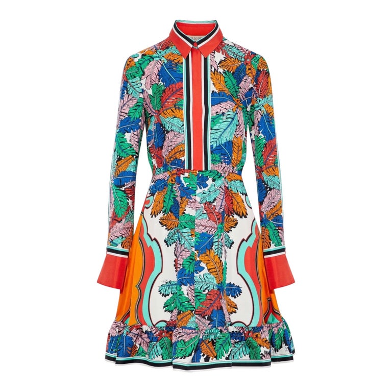 emilio pucci shirt dress UNWORN Emilio Pucci Signature Print Silk Twill Tunic Shirt Style Dress 40
