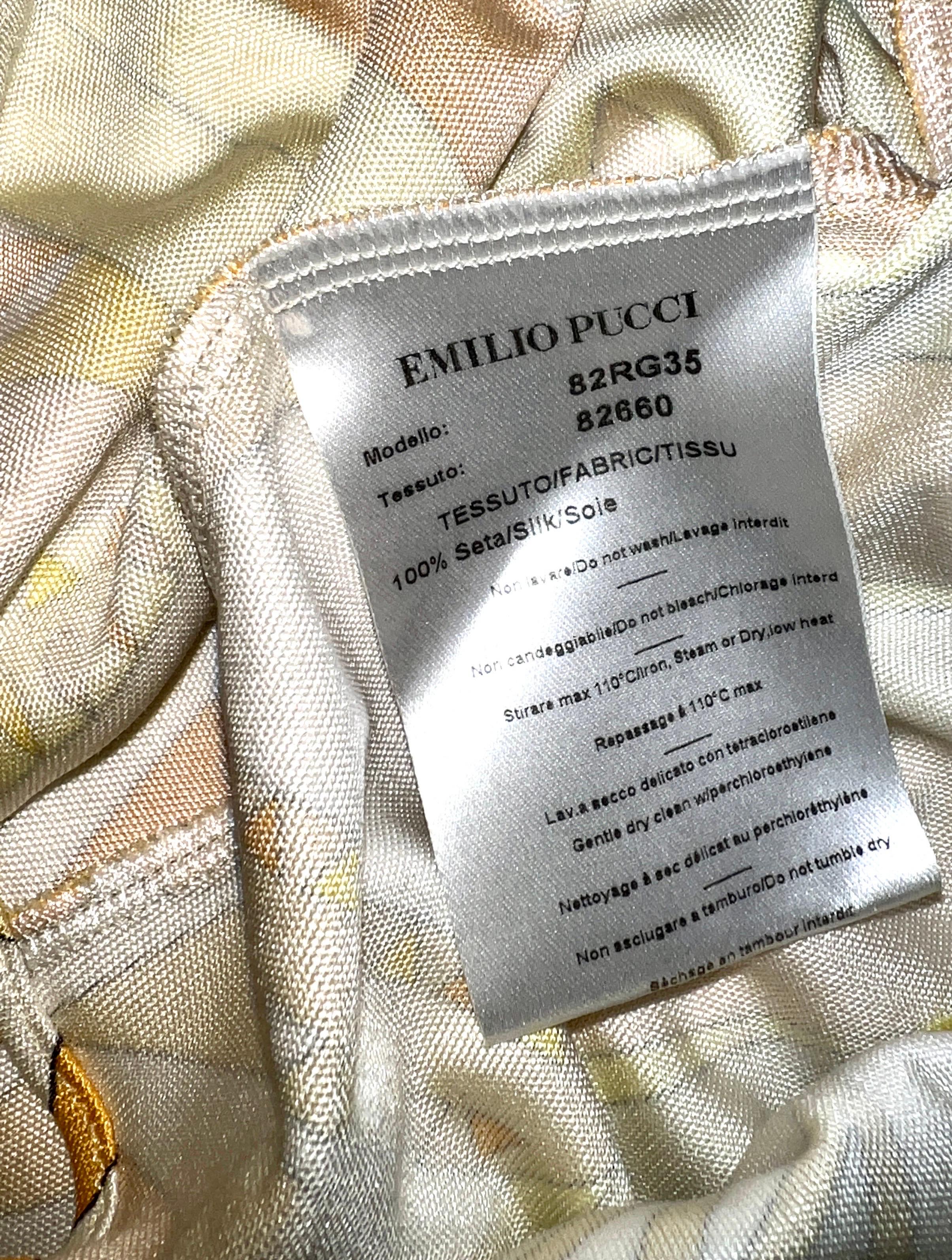 UNWORN Emilio Pucci Signature Print Sundial Silk Harem Jumpsuit Maxi Gown 44 For Sale 3