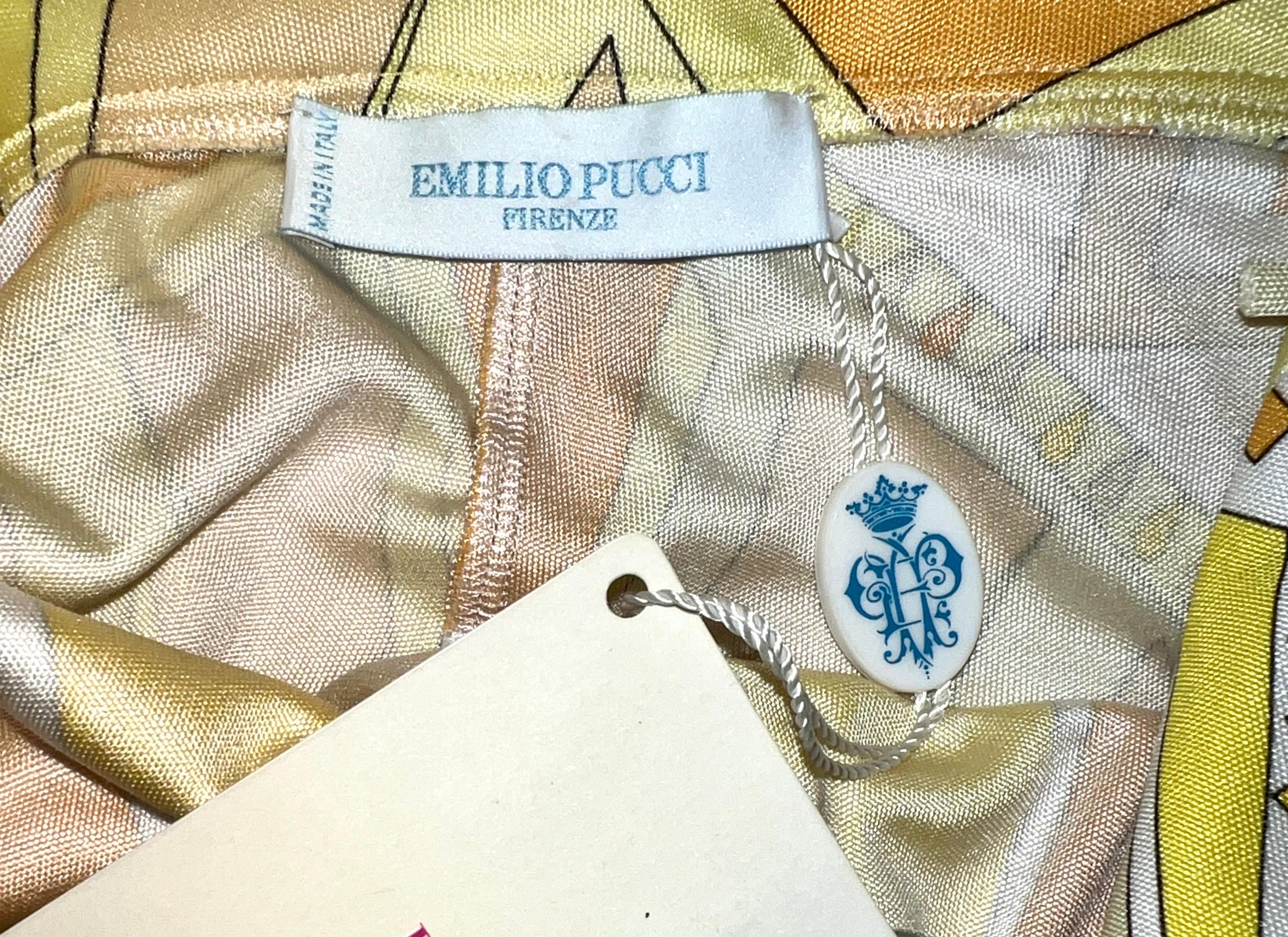 UNWORN Emilio Pucci Signature Print Sundial Silk Harem Jumpsuit Maxi Gown 44 en vente 7