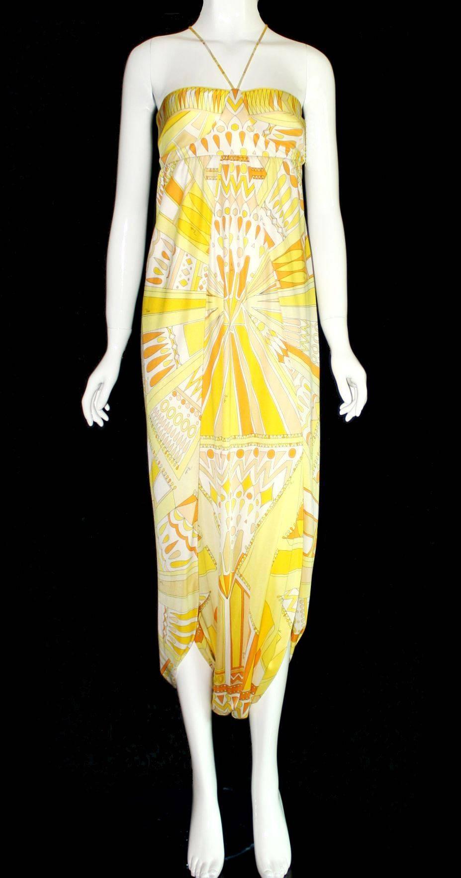 UNWORN Emilio Pucci Signature Print Sundial Silk Harem Jumpsuit Maxi Gown 44 Bon état - En vente à Switzerland, CH