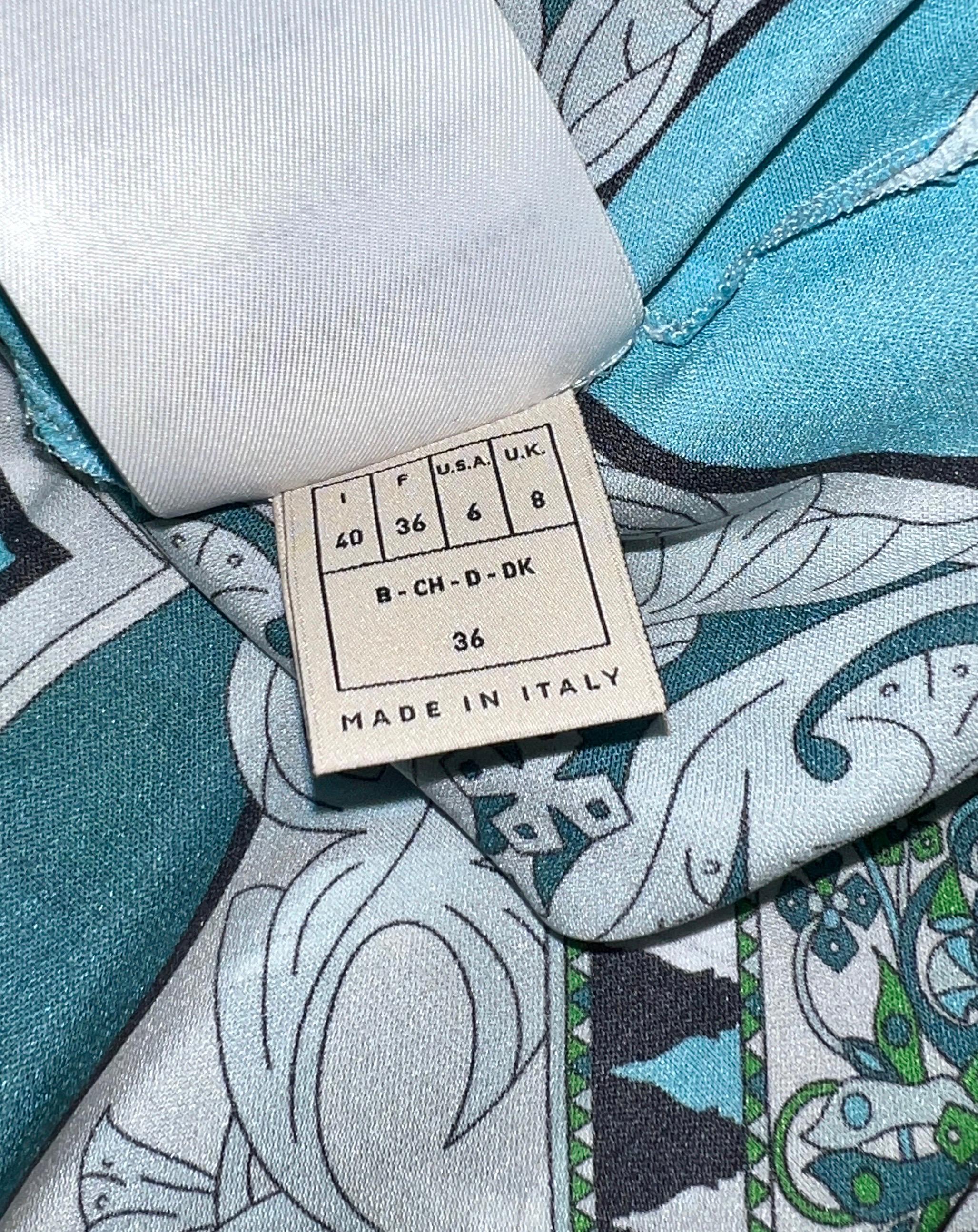 UNWORN Emilio Pucci Signature Silk Print Dress with Tassels 40 For Sale 6