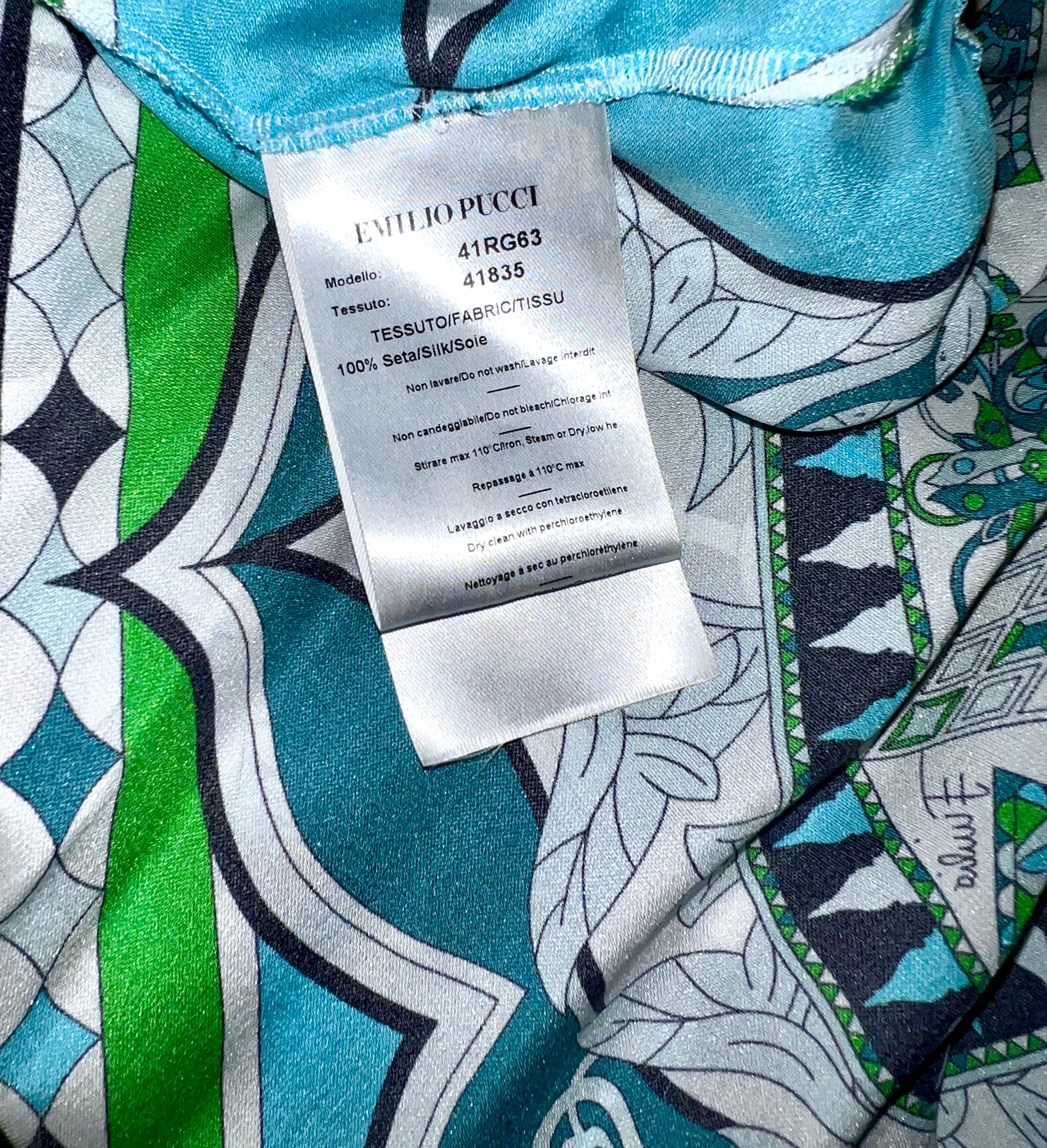 UNWORN Emilio Pucci Signature Silk Print Dress with Tassels 40 For Sale 7