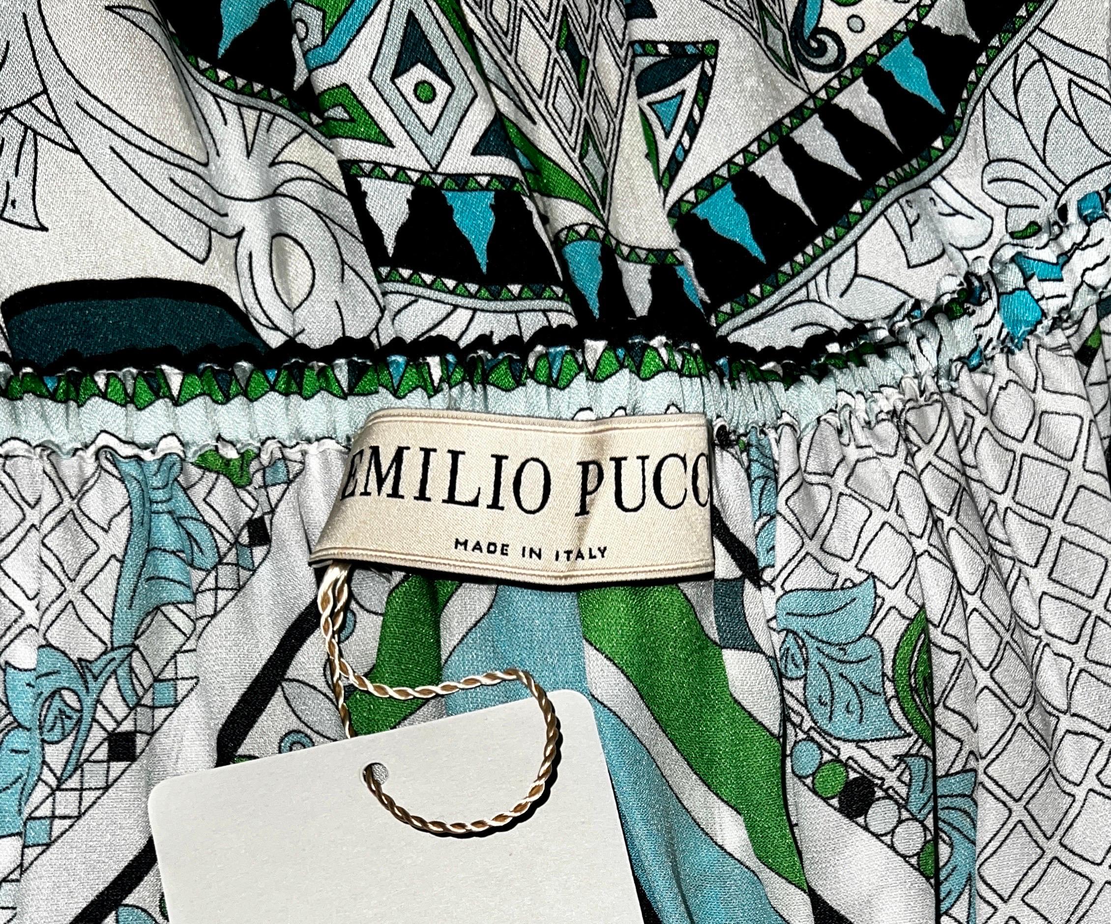 UNWORN Emilio Pucci Signature Silk Print Dress with Tassels 40 For Sale 8