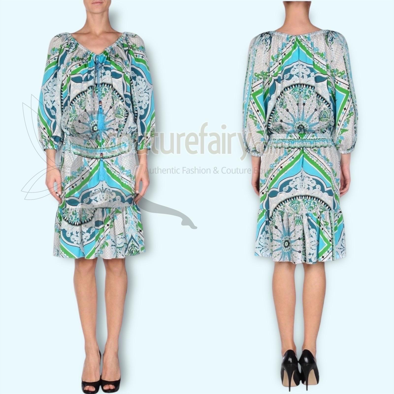 UNWORN Emilio Pucci Signature Silk Print Dress with Tassels 40 For Sale 9