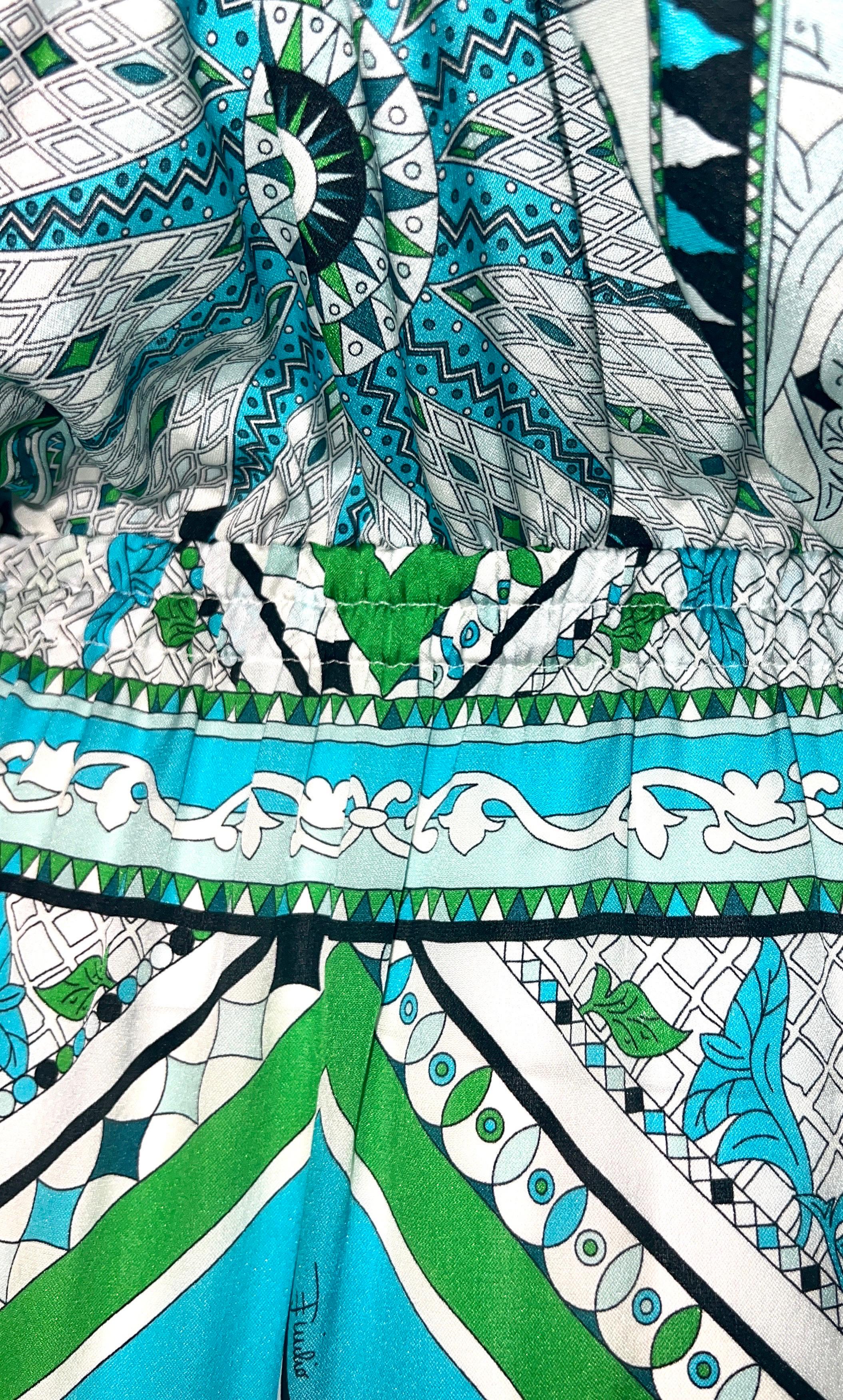 UNWORN Emilio Pucci Signature Silk Print Dress with Tassels 40 For Sale 3