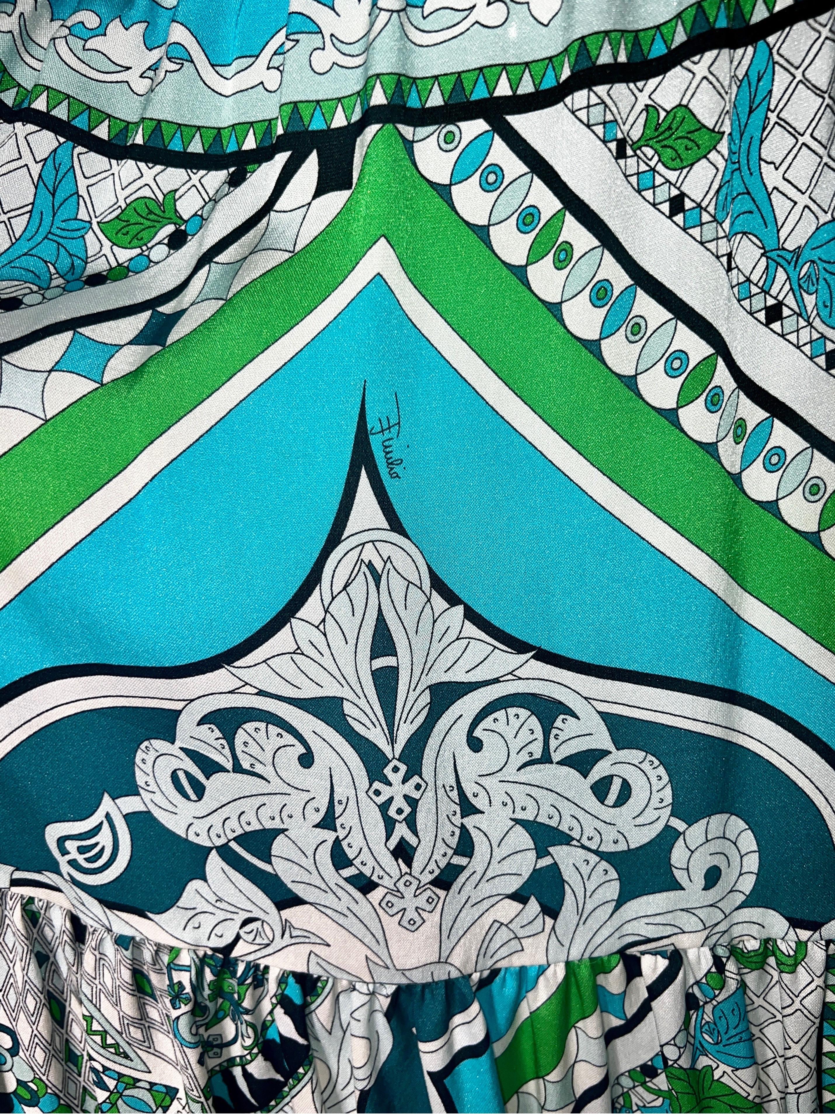 UNWORN Emilio Pucci Signature Silk Print Dress with Tassels 40 For Sale 5