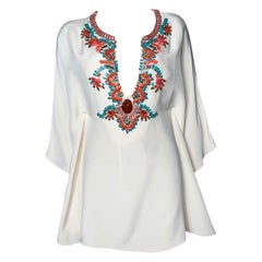 UNWORN Emilio Pucci Silk Cady Embroidered Kaftan Tunic Top Mini Dress