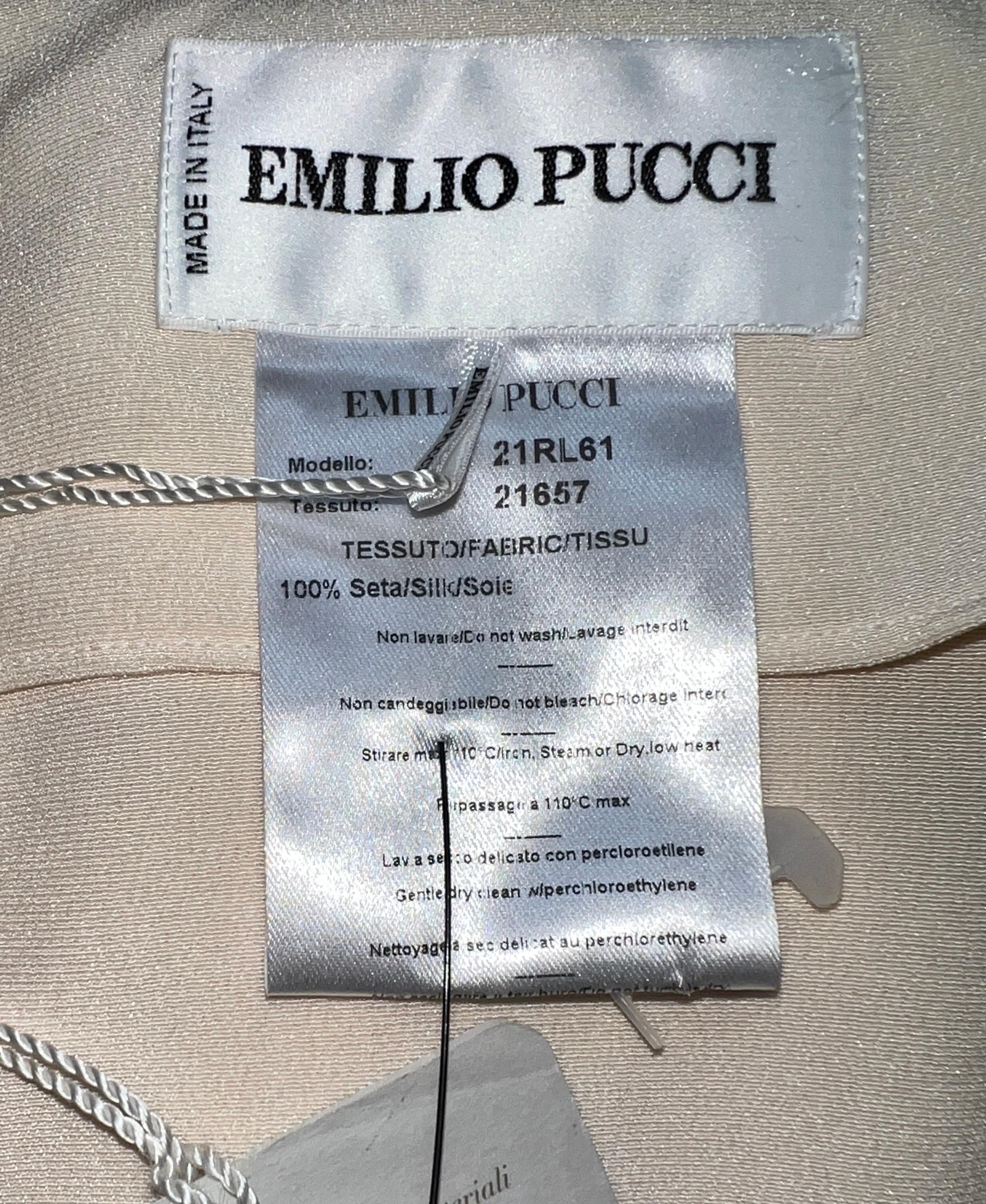 UNWORN Emilio Pucci Silk Cady Embroidered Kaftan Tunic Top Mini Dress Wedding 40 In Good Condition In Switzerland, CH