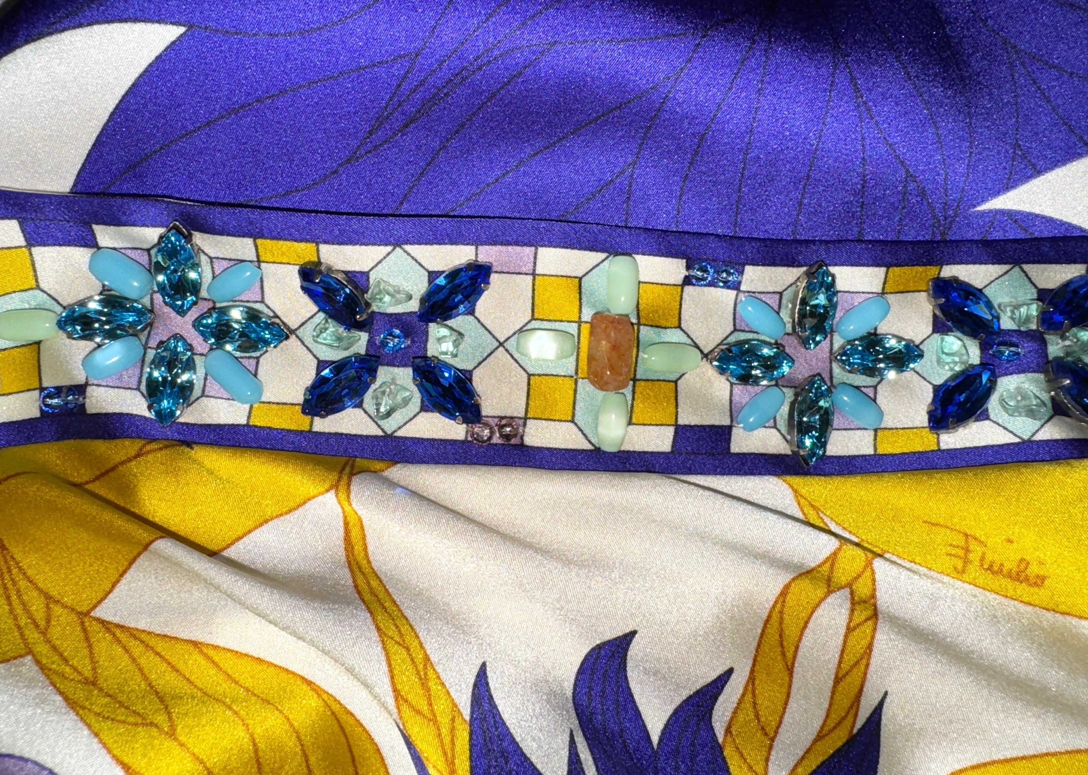 UNWORN EMILIO PUCCI Silk Jersey Signature Print Tunic Kaftan Style Top Dress 40 In Good Condition In Switzerland, CH