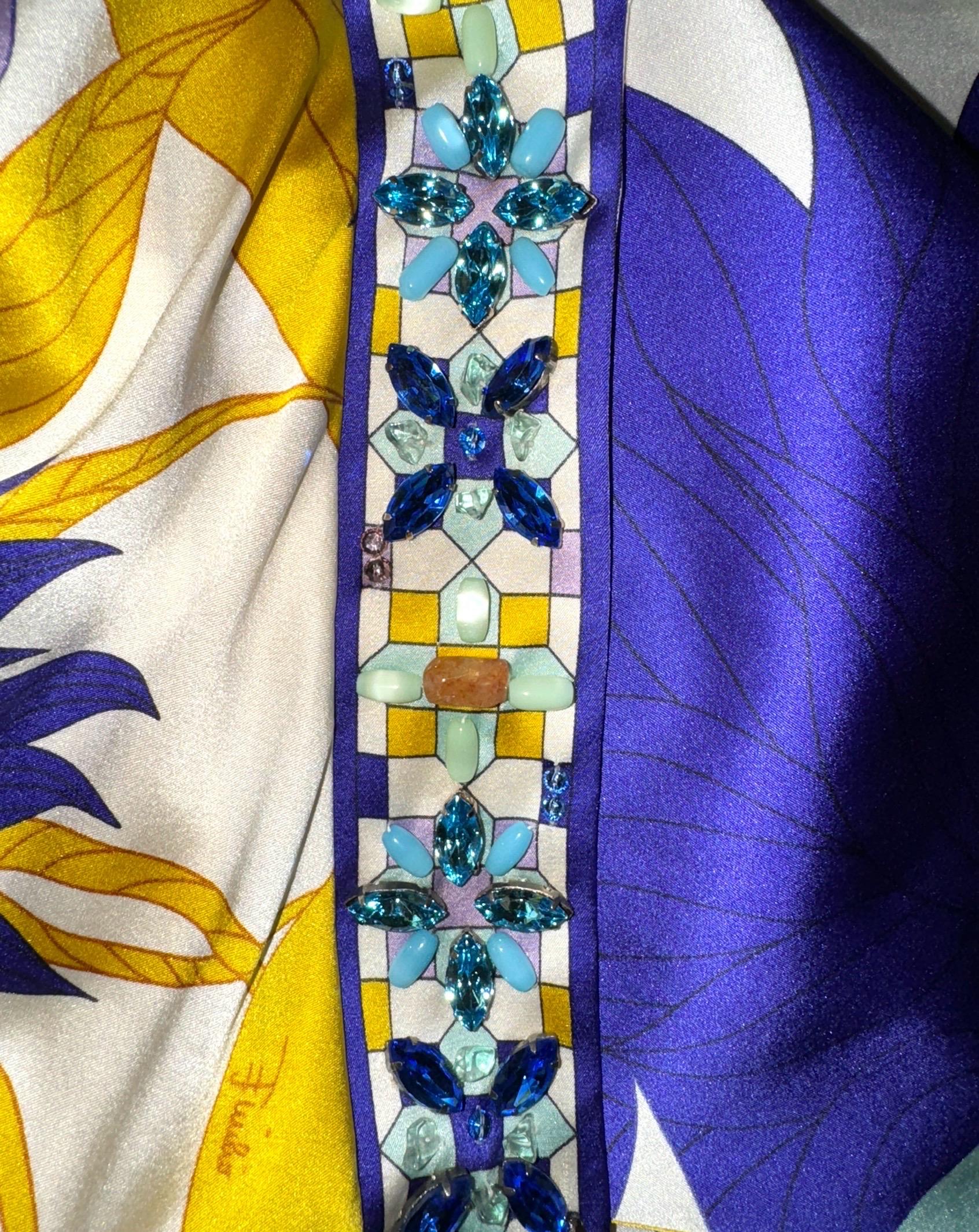 UNWORN EMILIO PUCCI Silk Jersey Signature Print Tunic Kaftan Style Top Dress 40 1