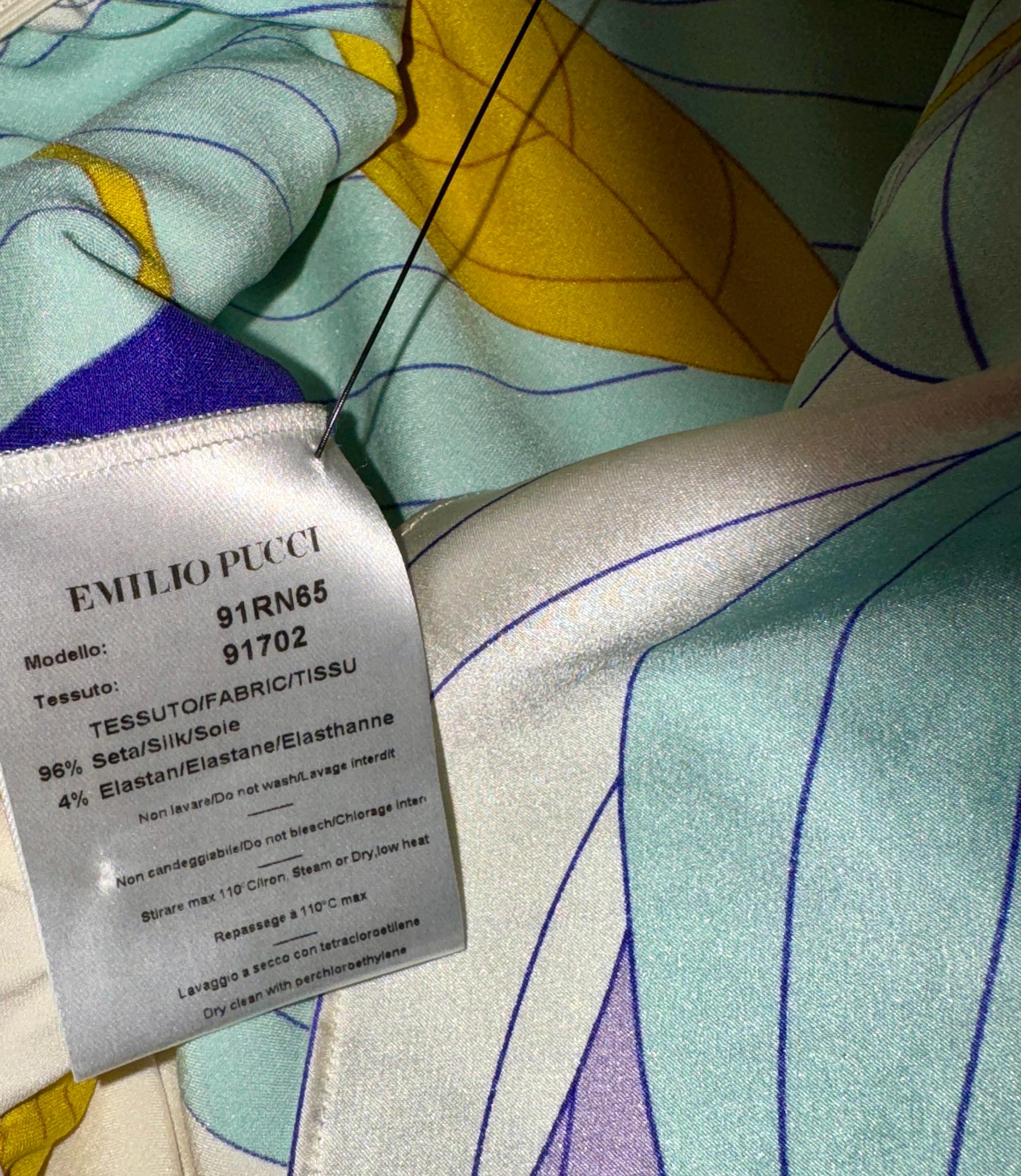 UNWORN EMILIO PUCCI Silk Jersey Signature Print Tunic Kaftan Style Top Dress 40 4