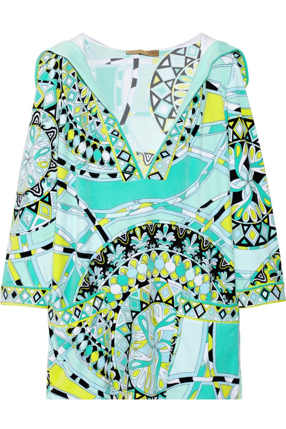 UNWORN Emilio Pucci Softest Terry Fabric Print Hoodie Sweater Mini Dress 46 1