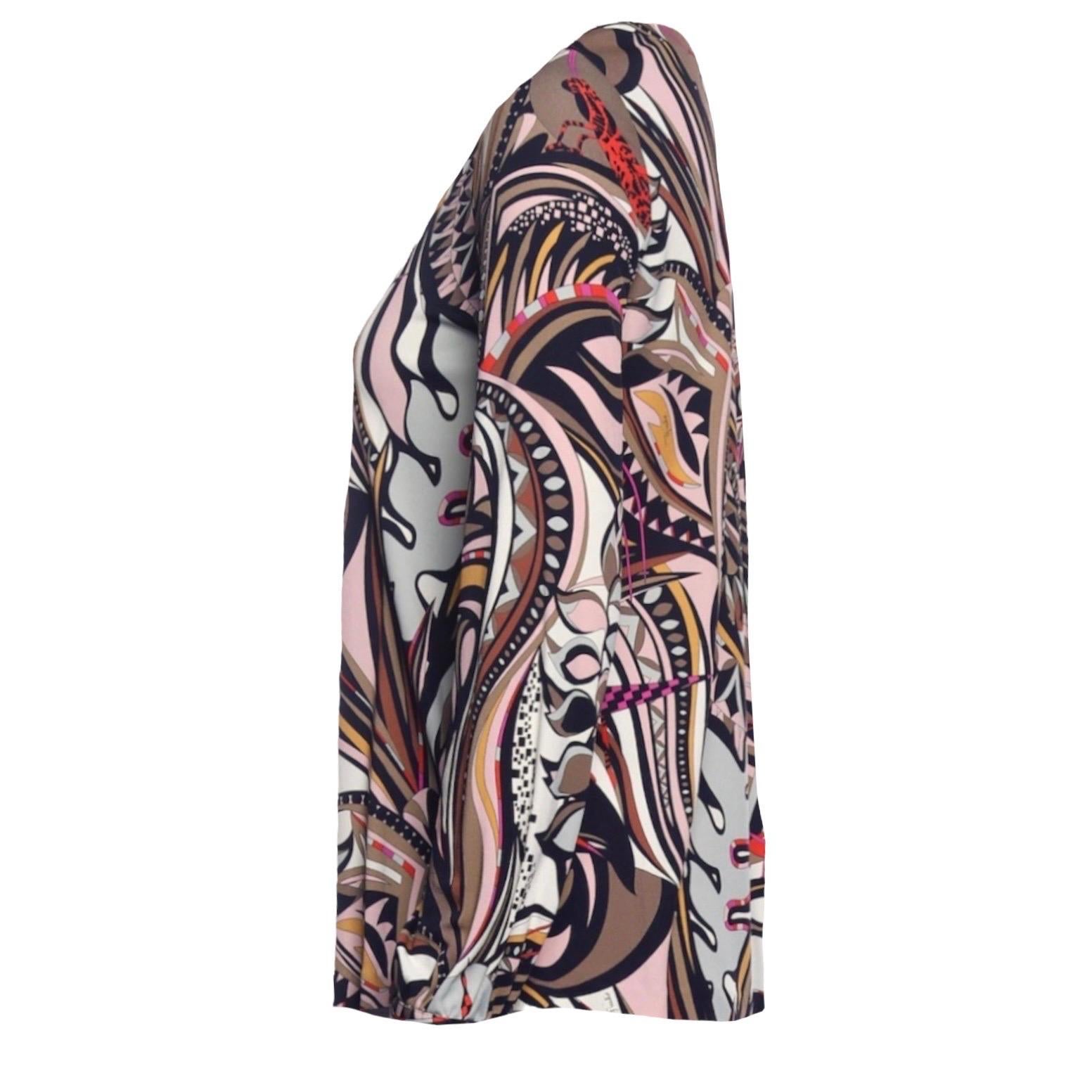 This Emilio Pucci's blouse is printed with the brand's signature print and logo. 
