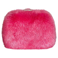 SIN VENDER Exótico Escada "Barbiecore" Mini bolso de piel de visón rosa Bolso de hombro con embrague