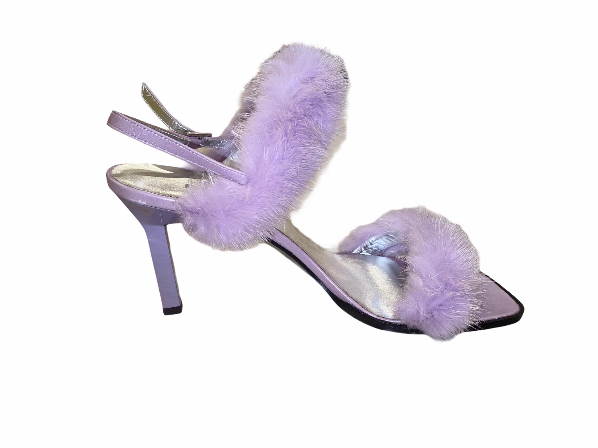fur sandal heels