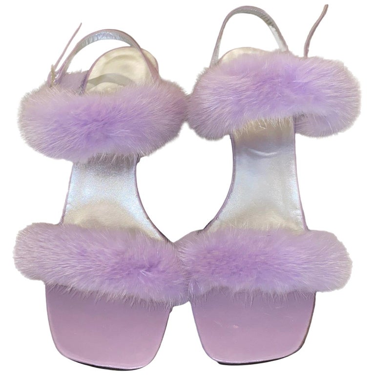 UNWORN Exotic Escada Lavender Fur Strappy High Heels Sandals at 1stDibs |  lavender heels, fur sandal heels, fur strappy heels