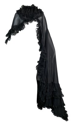 Unworn F/W 1999 Dolce & Gabbana Sheer Black Silk & Lace Long Cape Dress