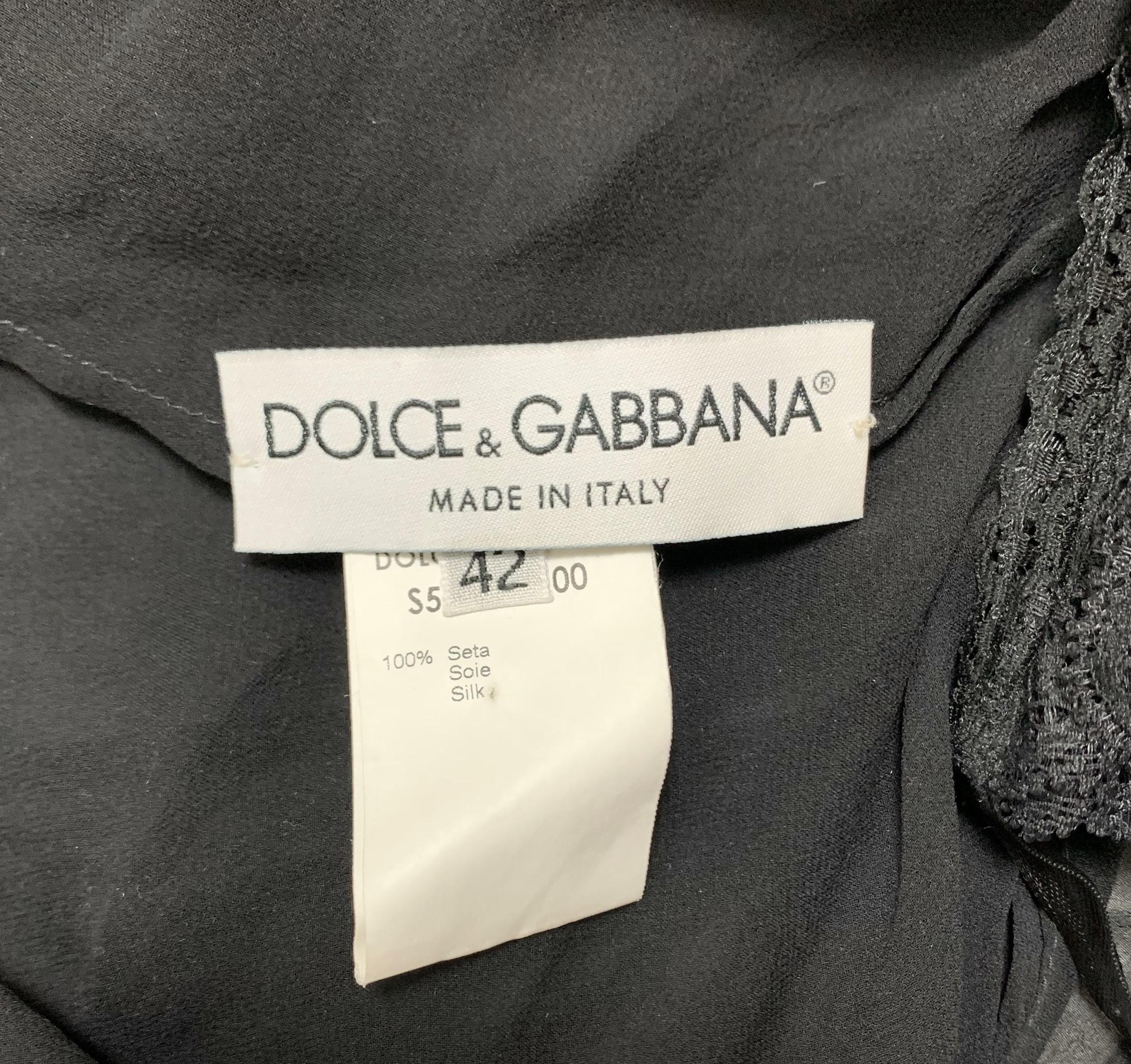 Unworn F/W 1999 Dolce & Gabbana Sheer Black Silk & Lace Long Cape Dress In New Condition In Yukon, OK