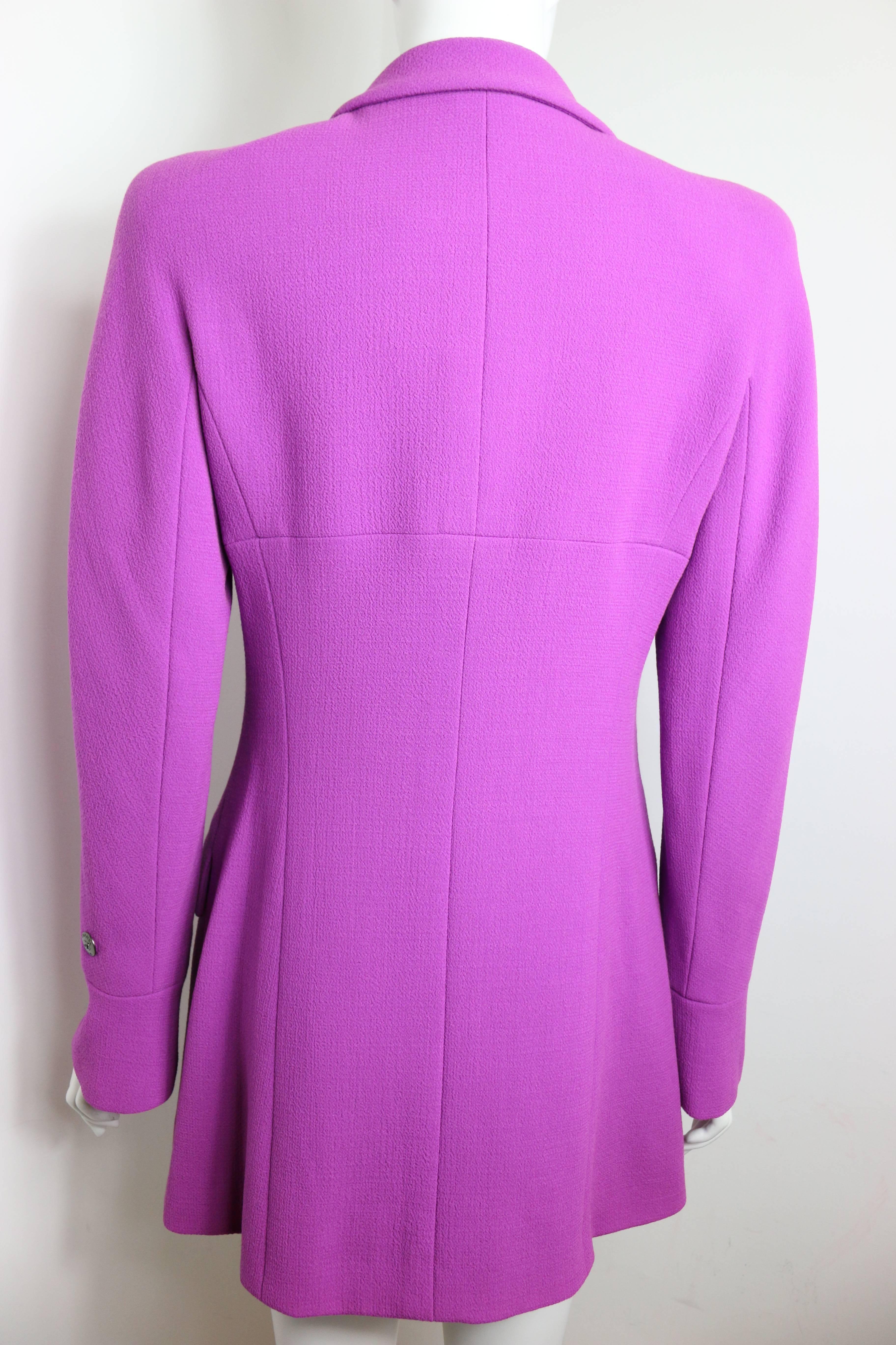 Women's Chanel Purple Boucle Wool Jacket For Sale